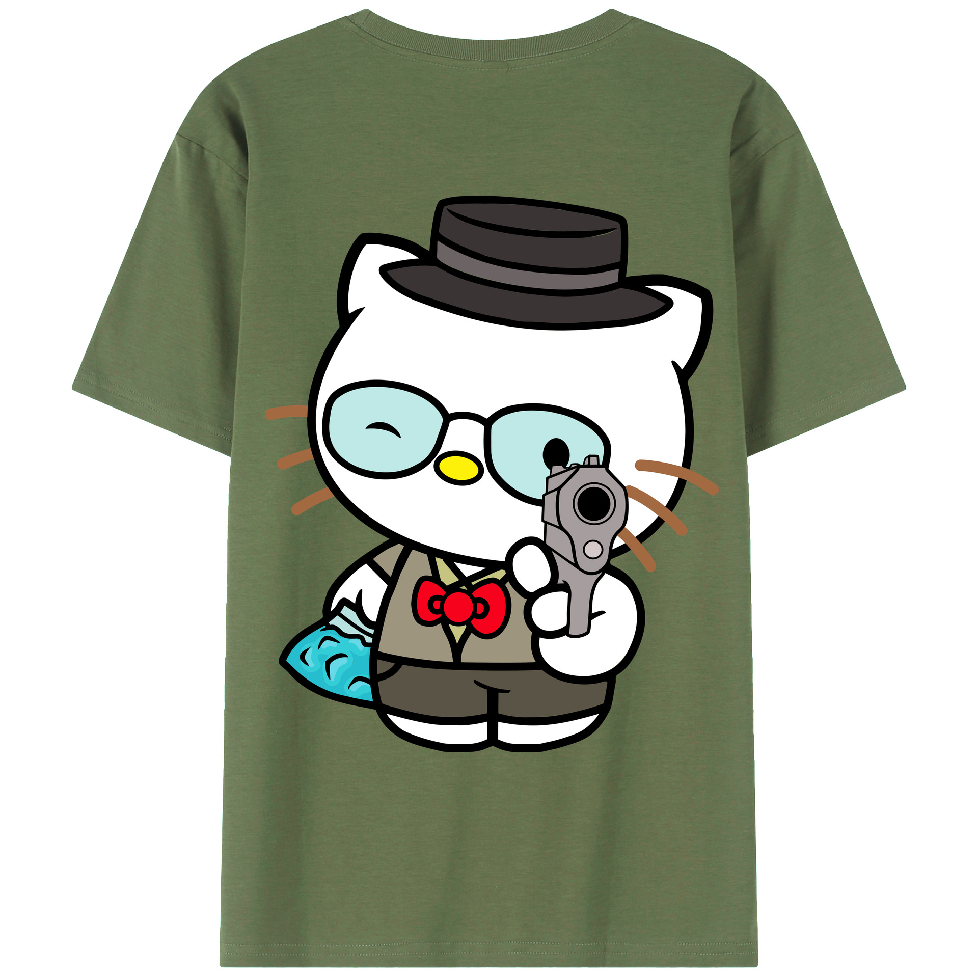 （画像用） Hello Kitty ハローキティ 綿100％ メンズ半袖Tシャツ（バックプリント） 通気性